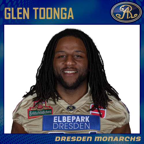 Glen Toonga 2019 im golden Monarchs Jersey!