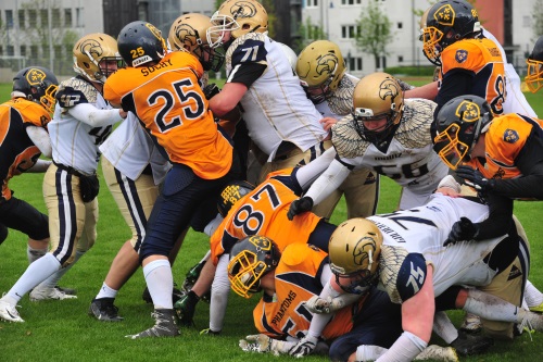 Getümmel der Wiesbaden Phantoms U19 gegen Mainz Golden Eagles