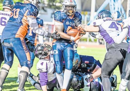 Receiver Jermichael Selders, Rostock Griffins macht den Touchdown