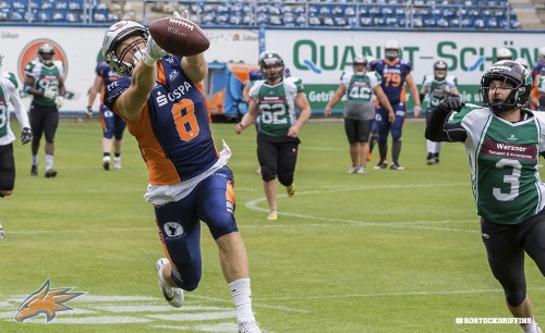 Ruben de Ruyter, Rostock Griffins kurz vor seinem Touchdownfang