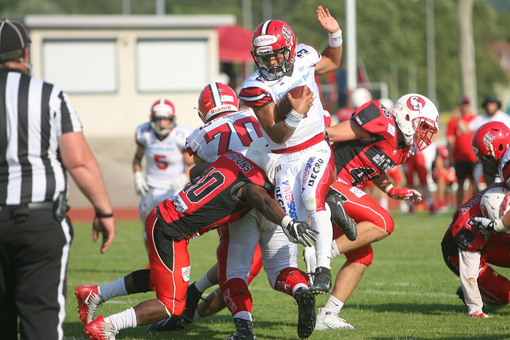 Die Marburg Mercenaries gewinnen deutlich gegen die Stuttgart Scorpions