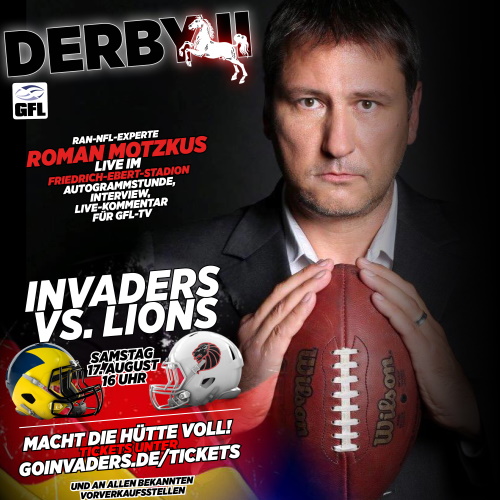 Roman Motzkus moderiert das Spitzenspiel Hildesheim Inavders gegen NewYorker Lions Braunschweig