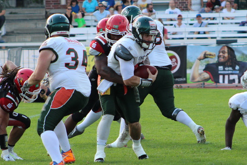 Kein Vorankommen für Jake Purichia von Kiel Baltic Hurricanes