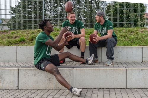 Junior Nkembi, Ian Gehrke und Tobias Löffler von den Schwäbisch Hall Unicorns