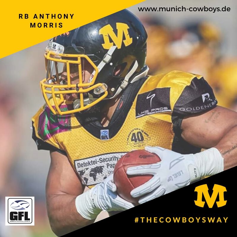 Anthony Morris verstärkt als Runningback das Laufspiel der Munich Cowboys