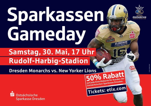 Dresden Monarchs erwarten zum Sparkassen Gameday die New Yorker Lions Braunschweig