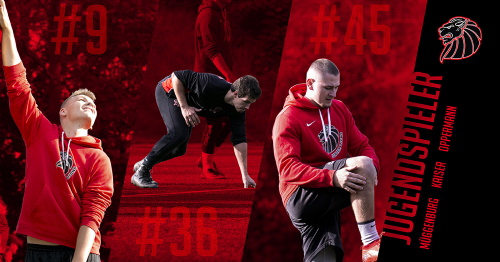 vlnr: Tjard Müggenburg, Jakob Kaiser und Finn Oppermann kommen von den Junior Lions in das GFL Team der New Yorker Lions Braunschweig