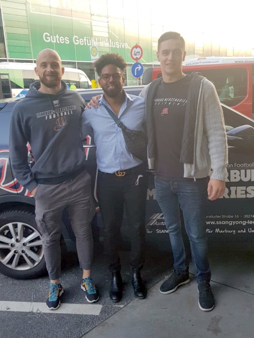 v.l.n.r. Ruben De Ruyter, Micah Brown, Sonny Weishaupt  von den Marburg Mercenaries
