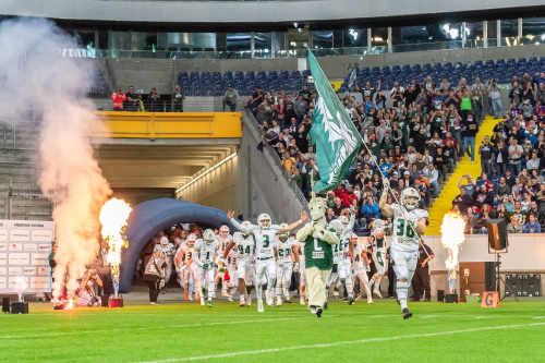 Teameinlauf Schwäbisch Hall Unicorns beim German Bowl 2019