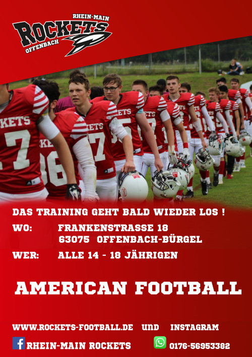 Rhein Main Rockets Offenbach suchen Jugendspieler