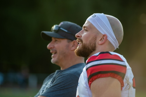 Ruben de Ruyter, im Hintergrund Headcoach Joe Tricario