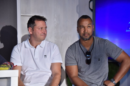 Roman Motzkus und Patrick Esume, Archivfoto Pressetermin für RanNFL