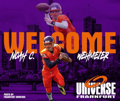 Noah Wehmeier wird Nachwuchsquarterback bei Frankfurt Universe