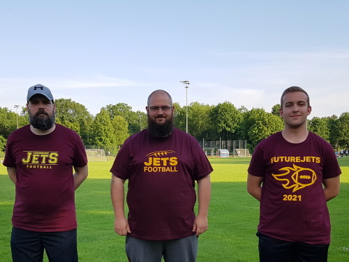 v.l.; Marcel Berlau, Johannes Jungmann und Marc Fischer, C - Trainer der Troisdorf Jets