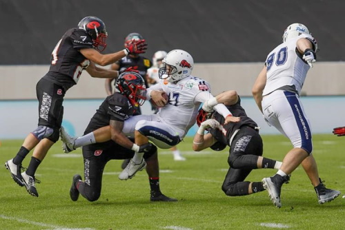 Saarland Huricanes hier eine Szene gegen die Ravensburg Razorbacks