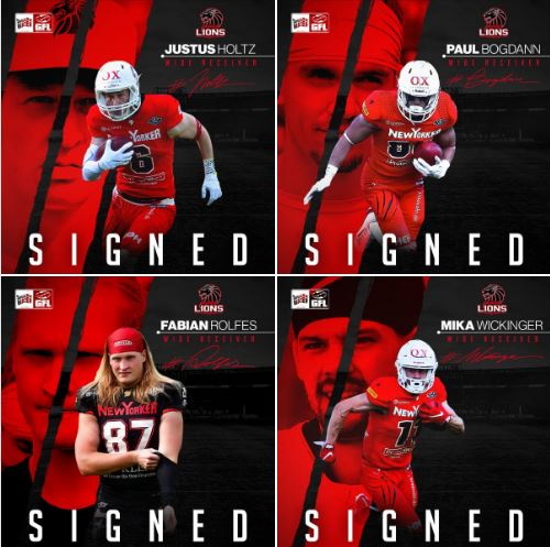 #6 Justus Holtz, 88 Paul Bogdan, #87 Fabian Rolfes, #11 Mika Wickinger