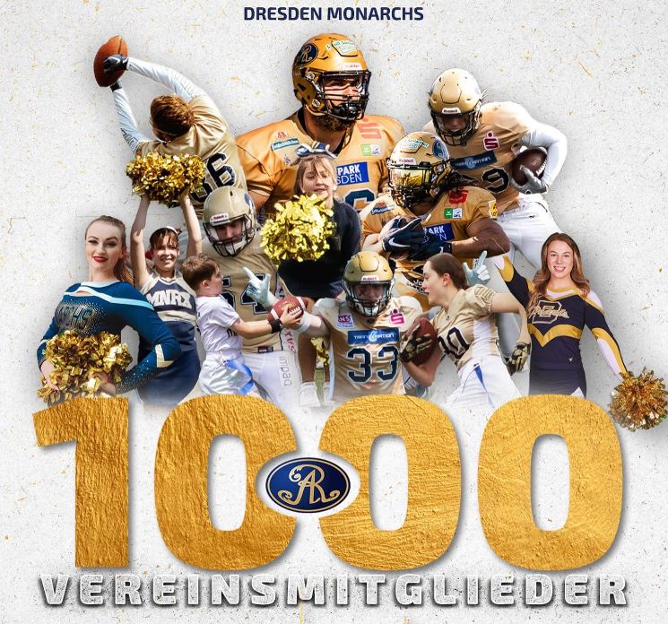 1.000 Vereinsmitglied bei den Dresden Monarchs