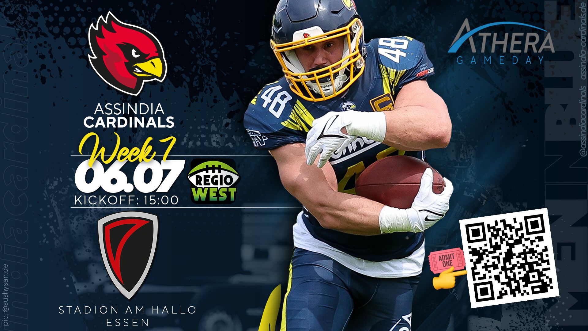 Assindia Cardinals: ATHERA Gruppe ist Gameday Presenter gegen die Solingen Paladins
