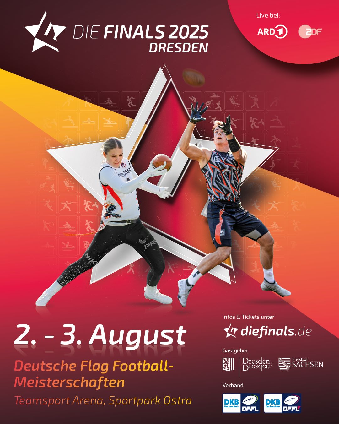 Flag Football bei den Finals 2025 in Dresden sowie im ZDF